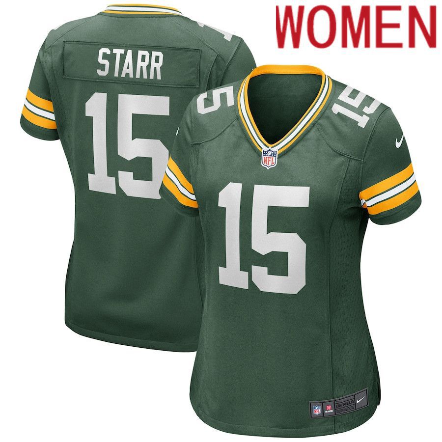 Women Green Bay Packers #15 Bart Starr Nike Green Game Retired Player NFL Jersey